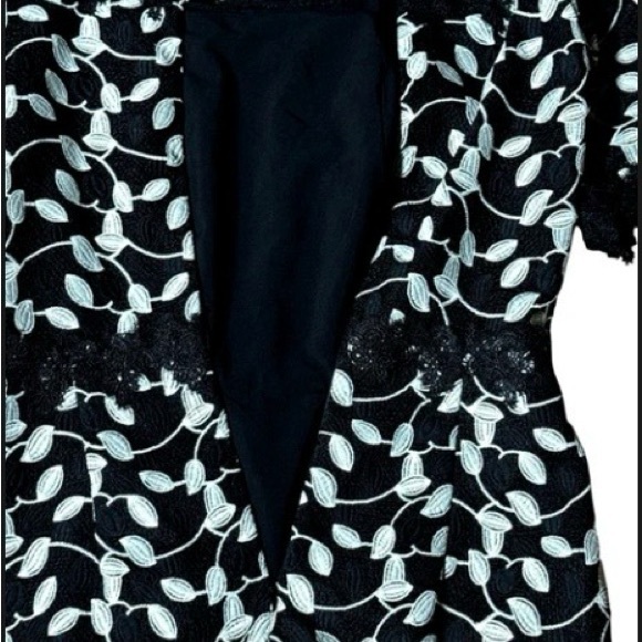 Shani Elegant Black White Lace Dress, Size 12, Knee Length, Fully Lined. - Picture 16 of 16